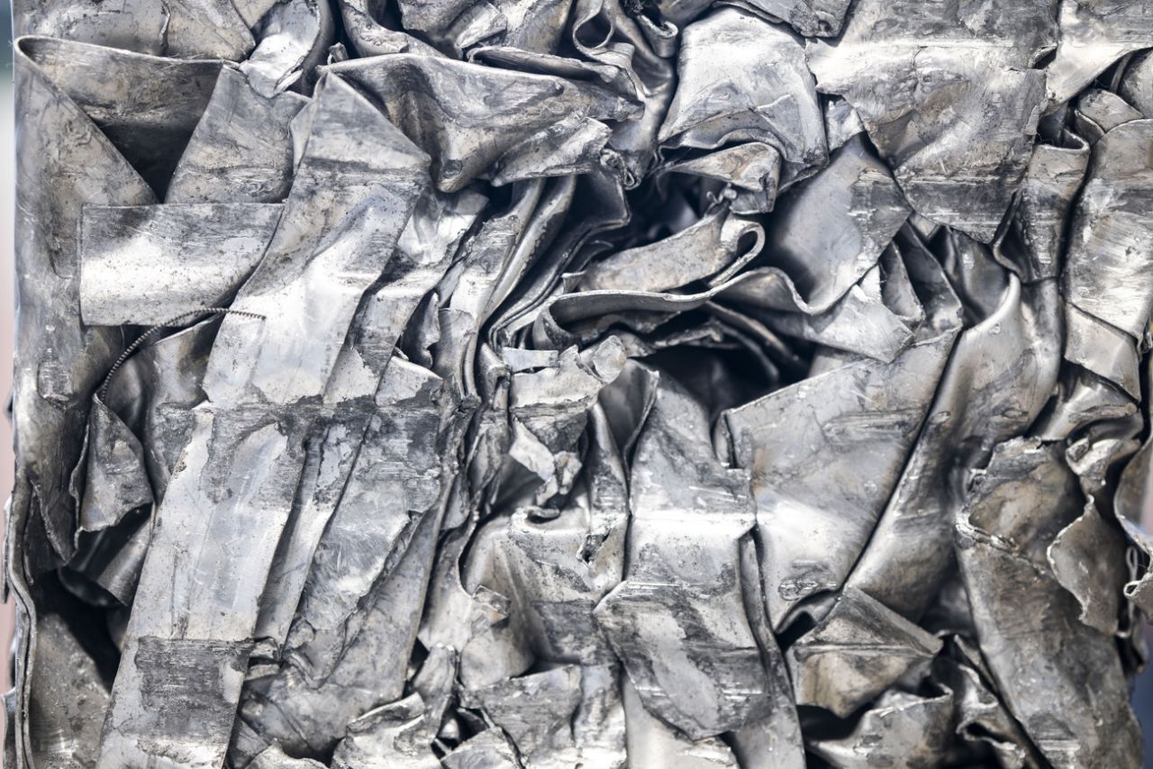 The picture shows compressed metal