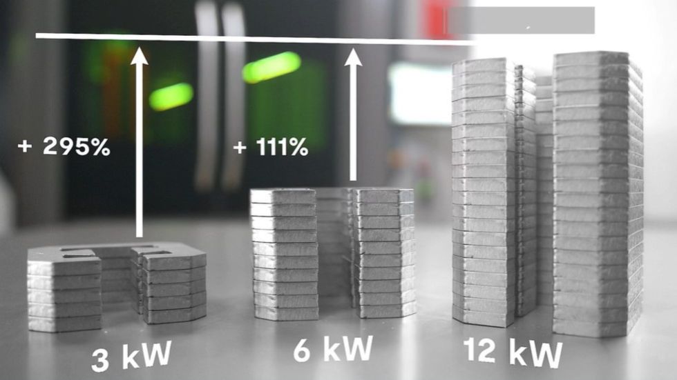 Differently sized stacks of laser cut sheet metal parts